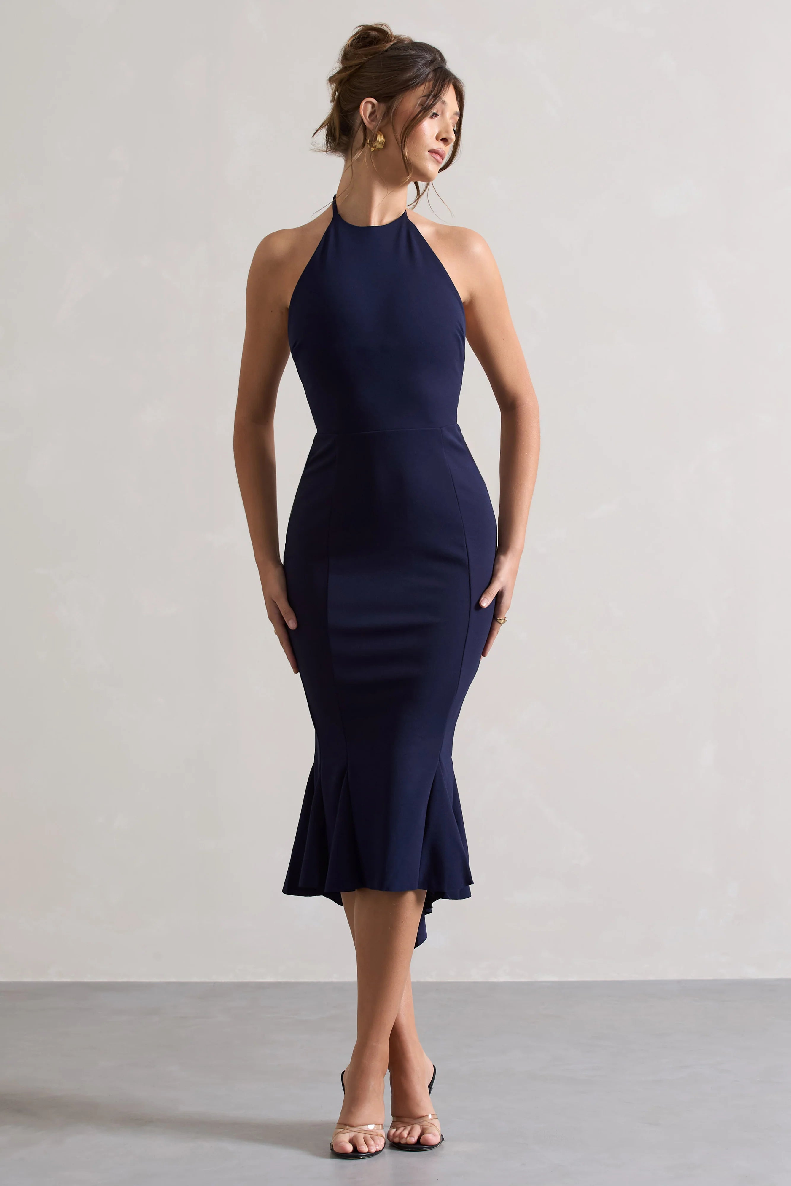 Maluma | Navy Halter-Neck Midi Dress