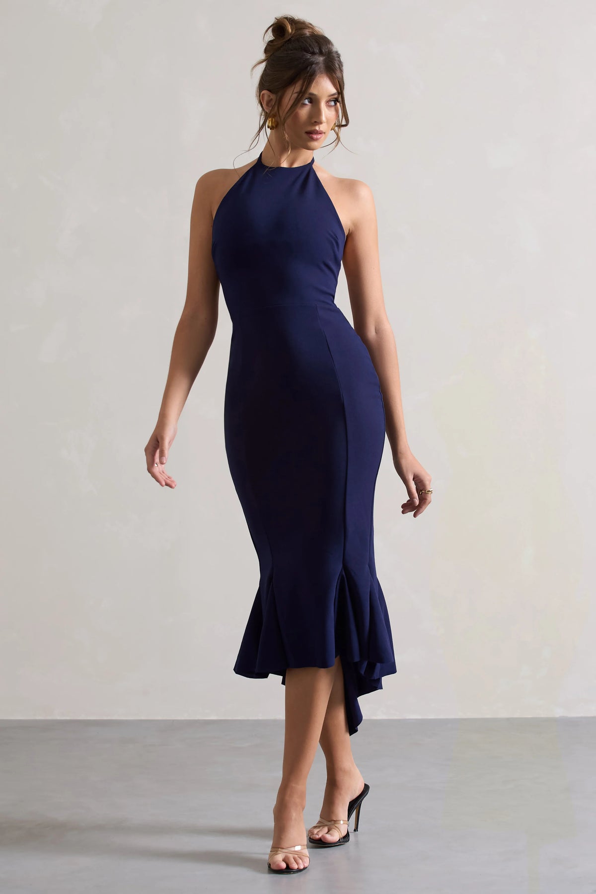 Maluma | Navy Halter-Neck Midi Dress