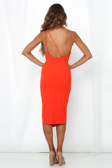 HELLO MOLLY Enter Stage Left Midi Dress Orange