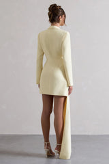 Spiral | Lemon Tailored Blazer Mini Dress With Asymmetric Hem