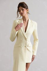 Spiral | Lemon Tailored Blazer Mini Dress With Asymmetric Hem