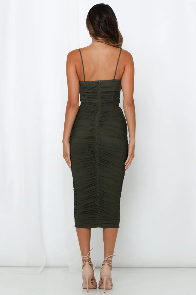 End Stage Midi Dress Khaki