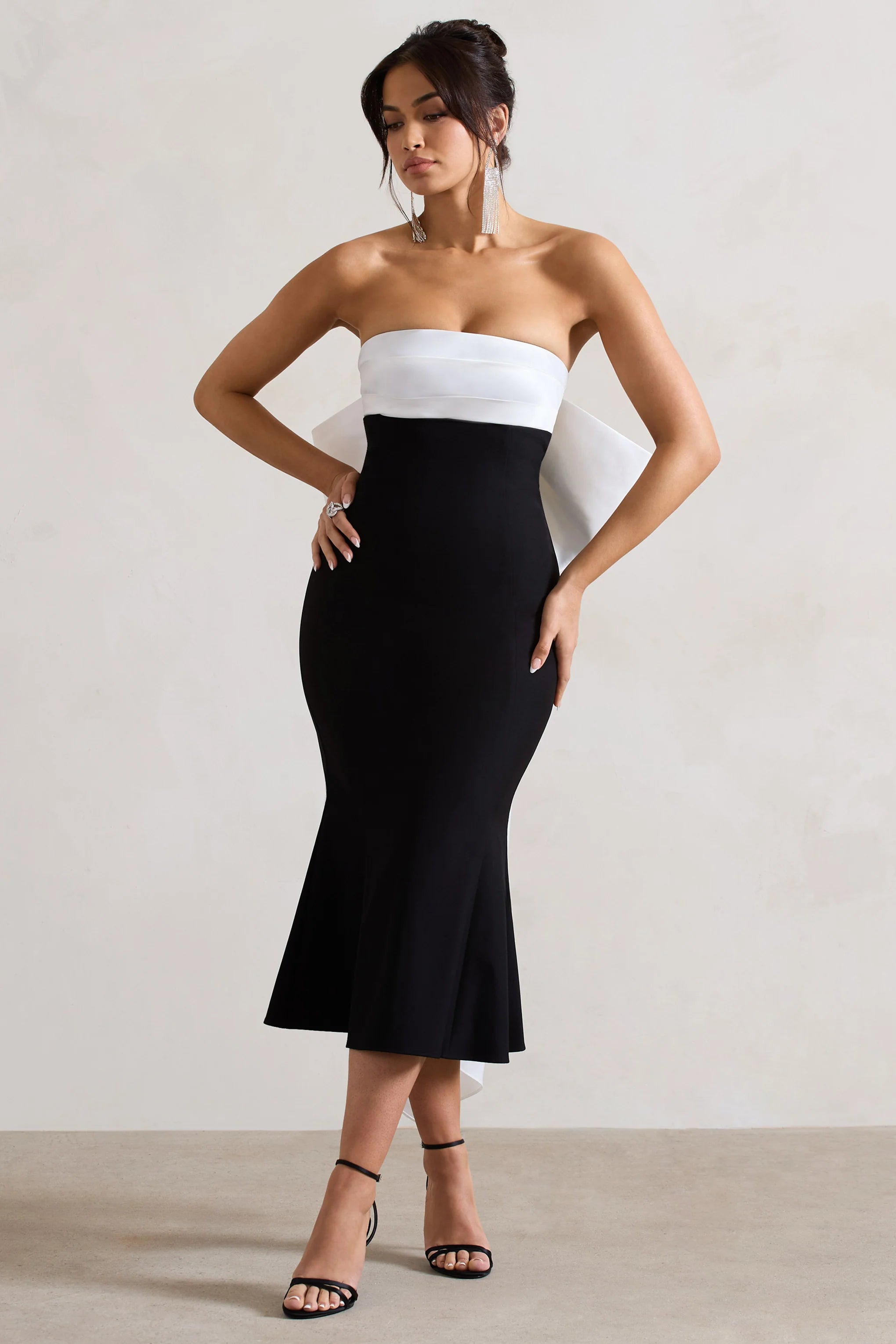 Wishlist | Black Bandeau Midi Dress With Oversized White Bow