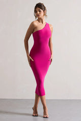 Vineyard | Hot Pink Asymmetric Backless Bodycon Midi Dress