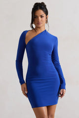 Myth | Royal Blue Cut-Out Long-Sleeve Mini Dress