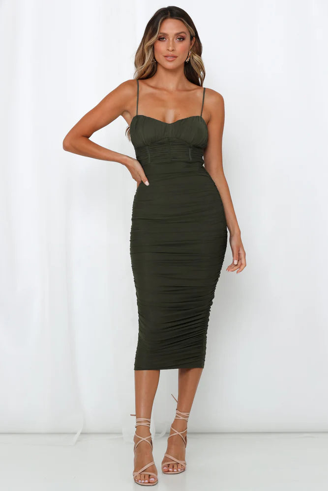 End Stage Midi Dress Khaki