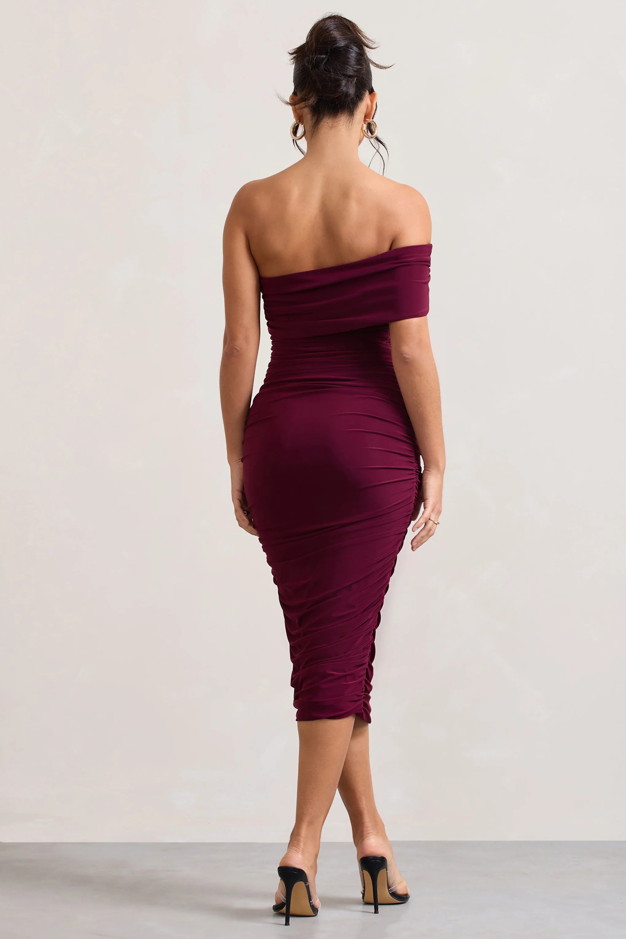 Remember Me | Burgundy One Shoulder Midi Dress