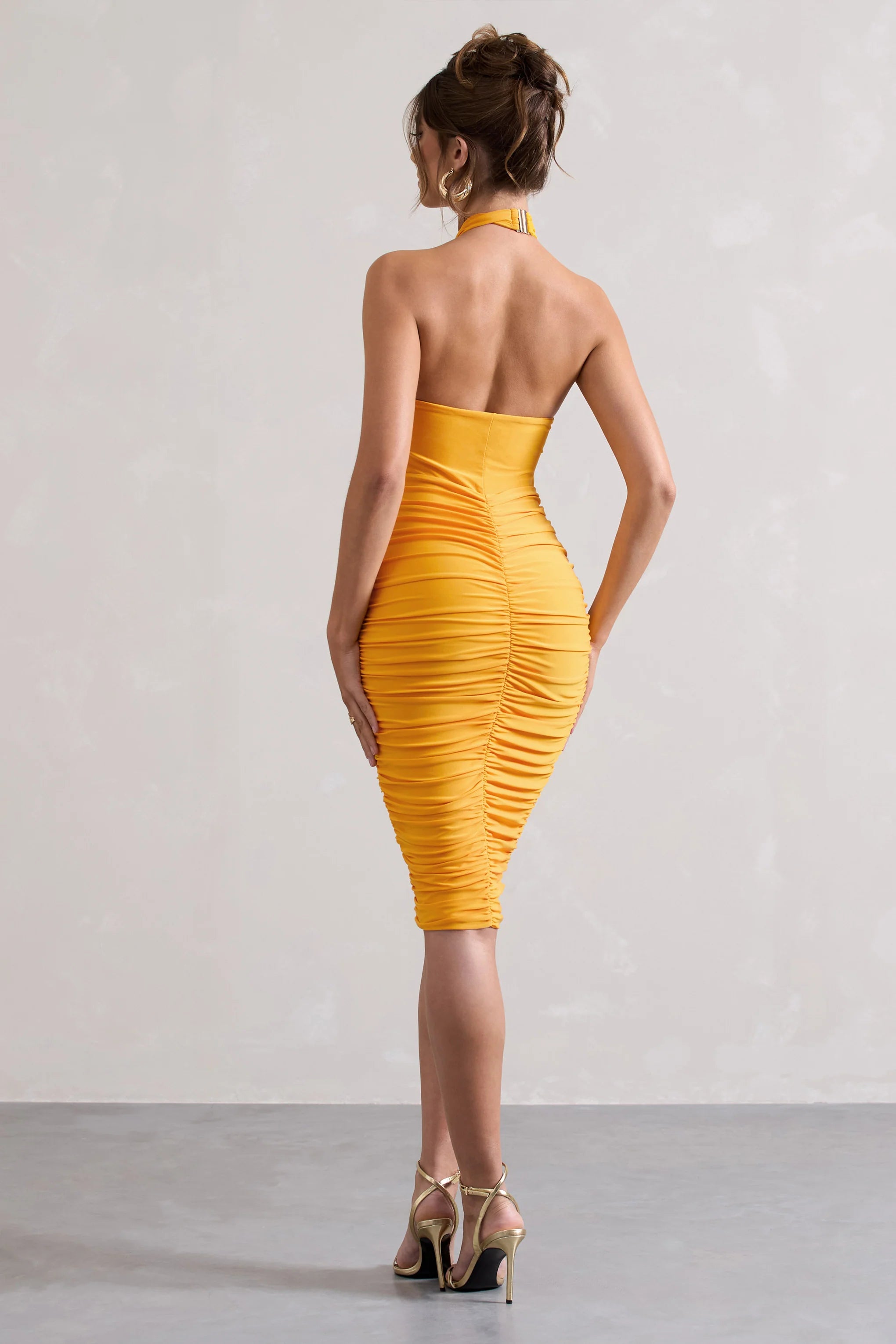 Serendipity | Mango Halter Neck Knot Midi Dress