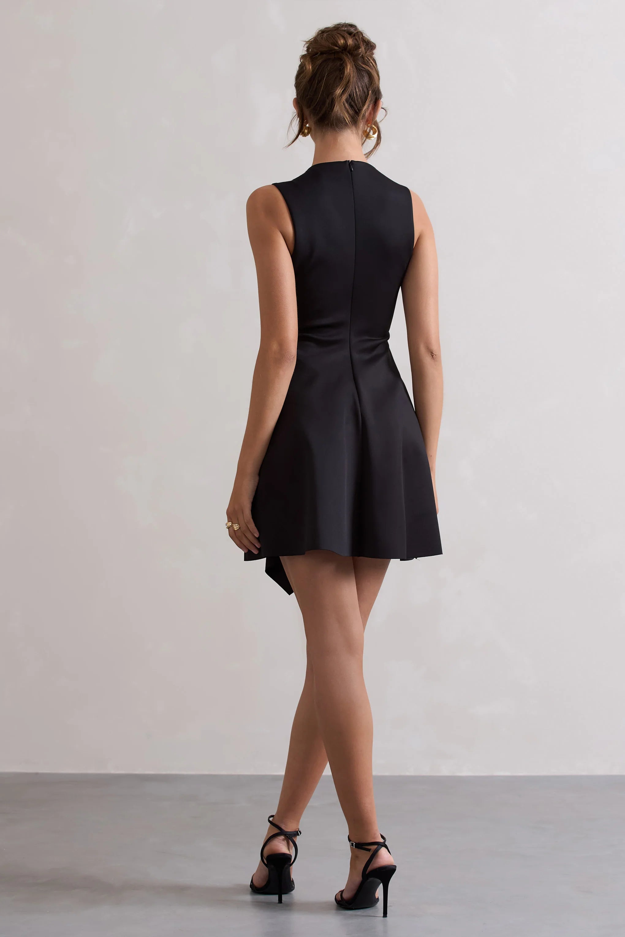 Scout | Black Sleeveless Draped Hem Mini Dress