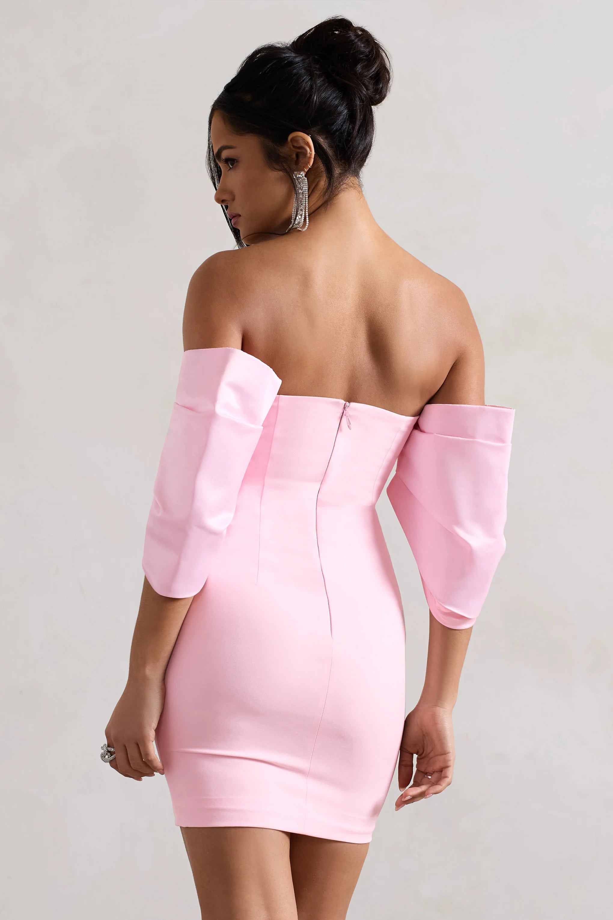 Short & Sweet | Pink Bardot Bodycon Mini Dress