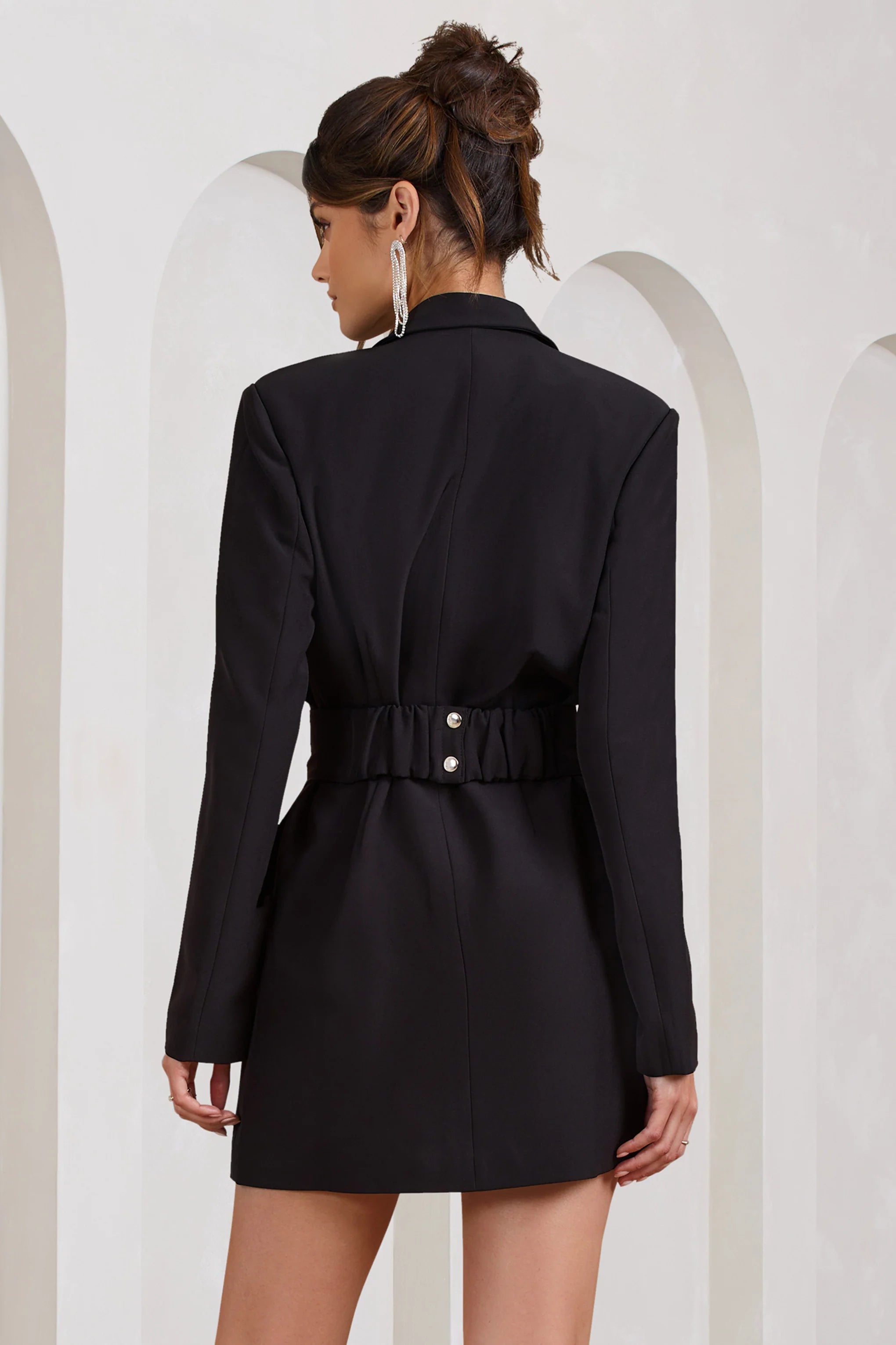 Prized | Black Tailored Blazer Mini Dress With Bow