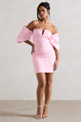 Short & Sweet | Pink Bardot Bodycon Mini Dress