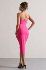 Soulmate | Hot Pink Bandeau Midi dress